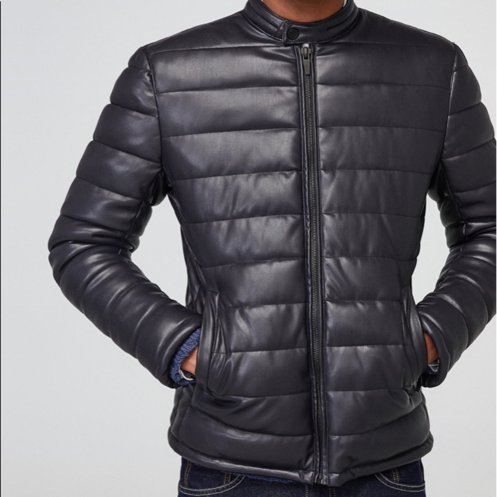NEW ZARA FAUX LEATHER PUFFER JACKET Faux leather. - Picture 3 of 8